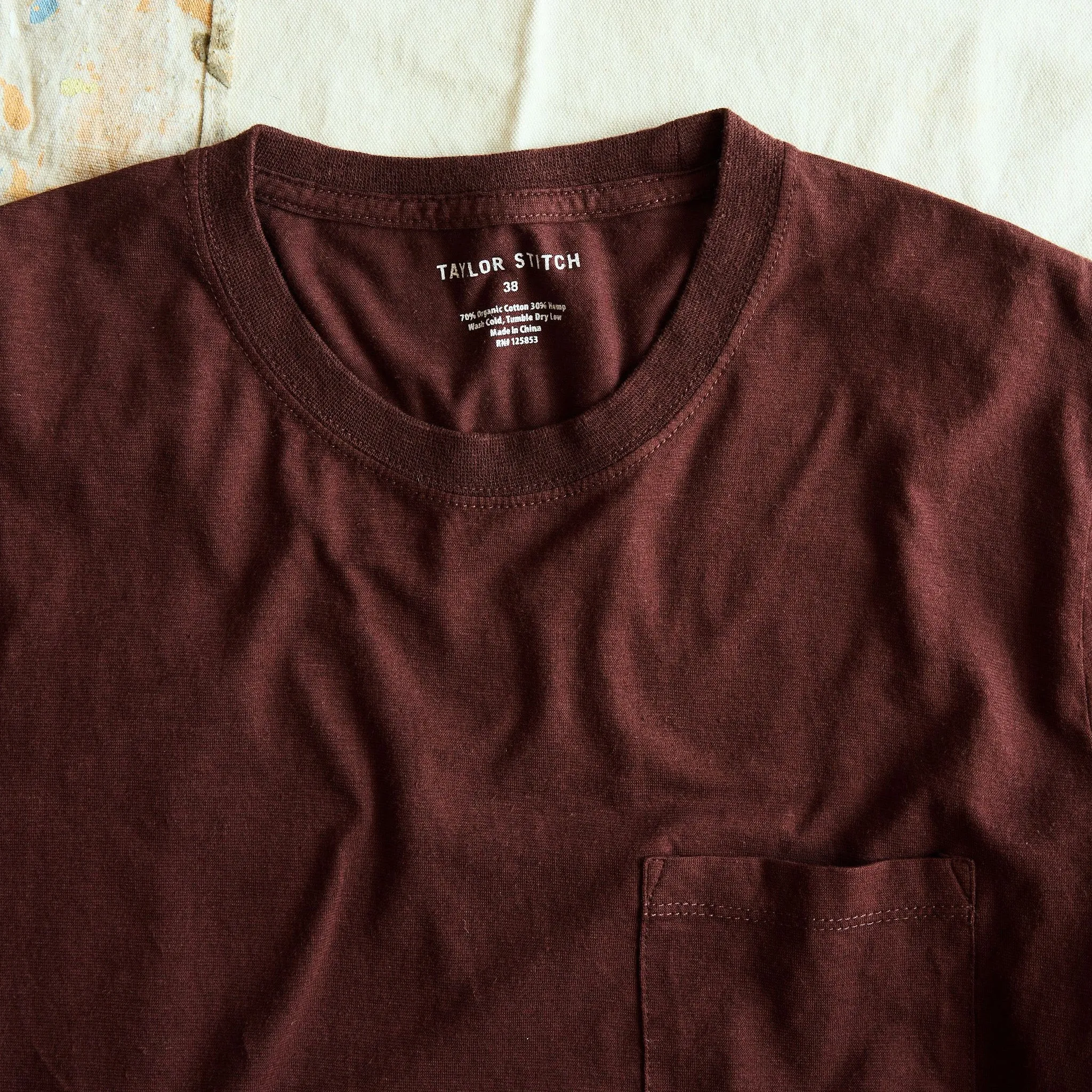 The Cotton Hemp Long Sleeve Tee in Burgundy