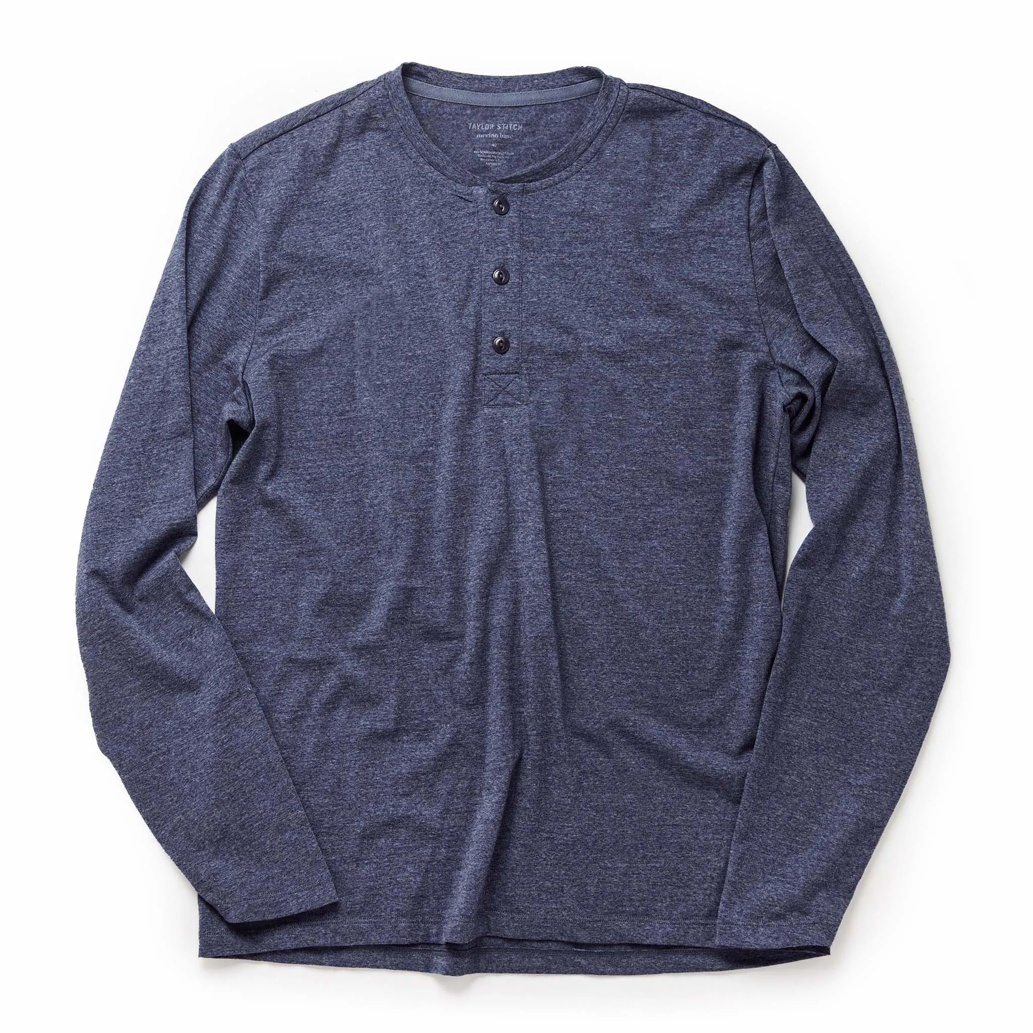 The Merino Henley in Heather Navy