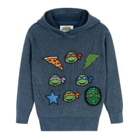 TMNT x Andy & Evan | Infant Stone Washed Ribbed Hooded Sweater | Blue