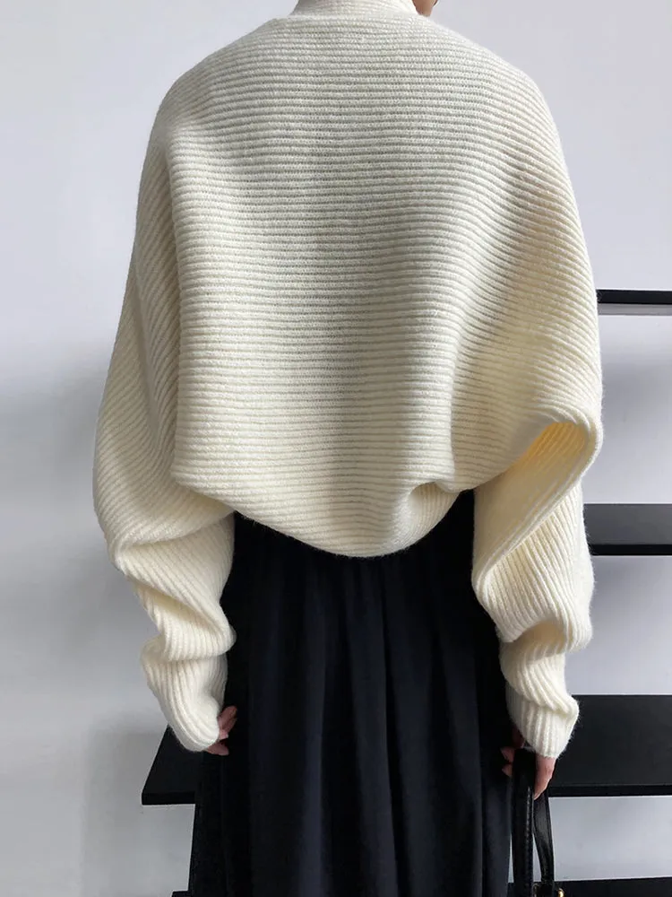 Touka Knitted Shrug Scarf - Cream