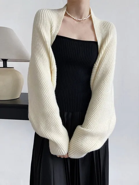 Touka Knitted Shrug Scarf - Cream