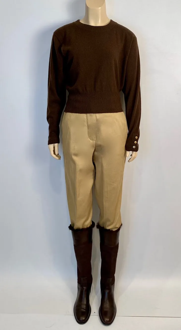 Vintage Chanel Cropped High Waist Khaki Pants US 4/6