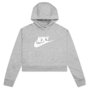 Women's Sportswear Essential Cropped Hoodie - Dark Grey Heather/White