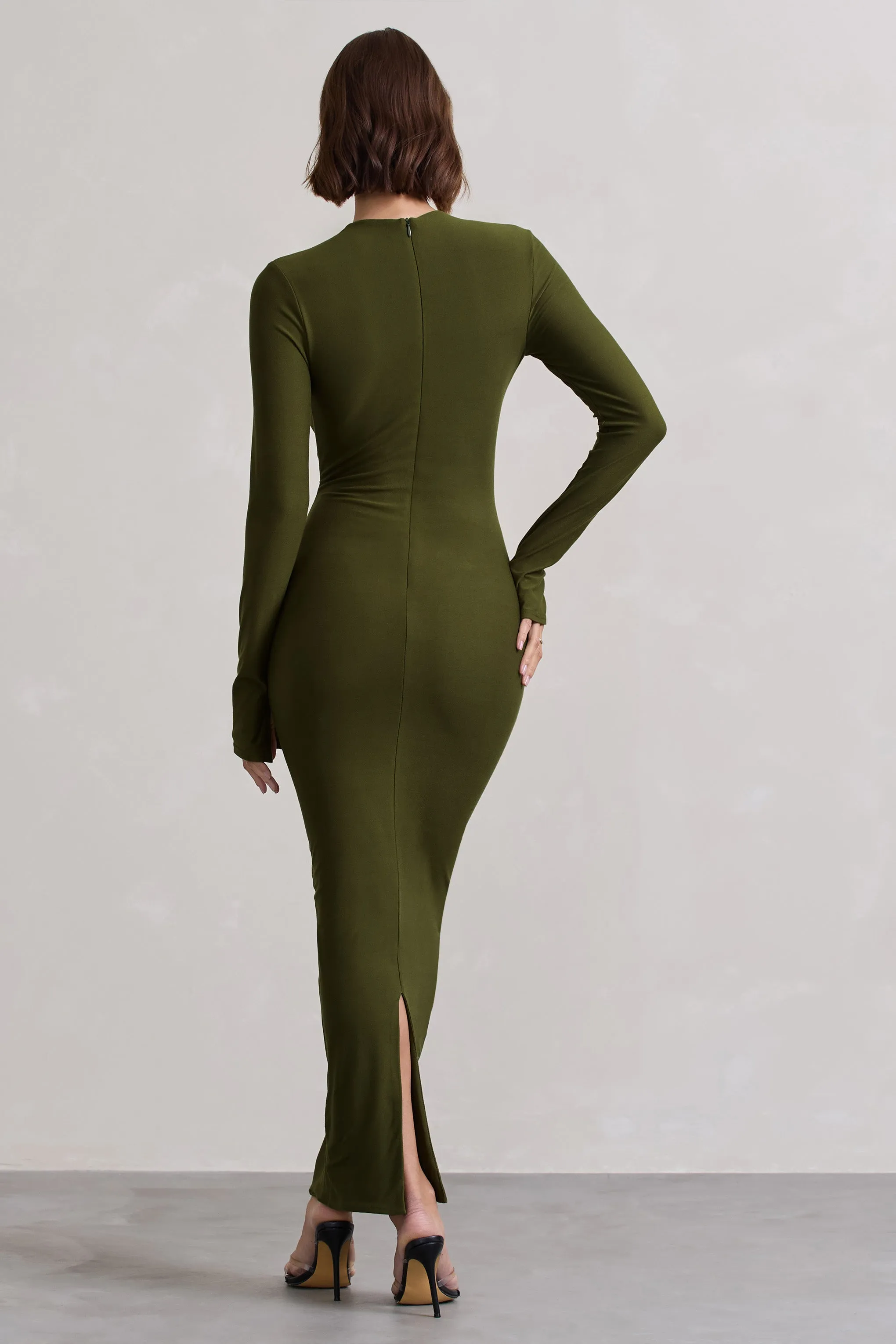 Wonder | Moss Green Bodycon Long-Sleeve Maxi Dress