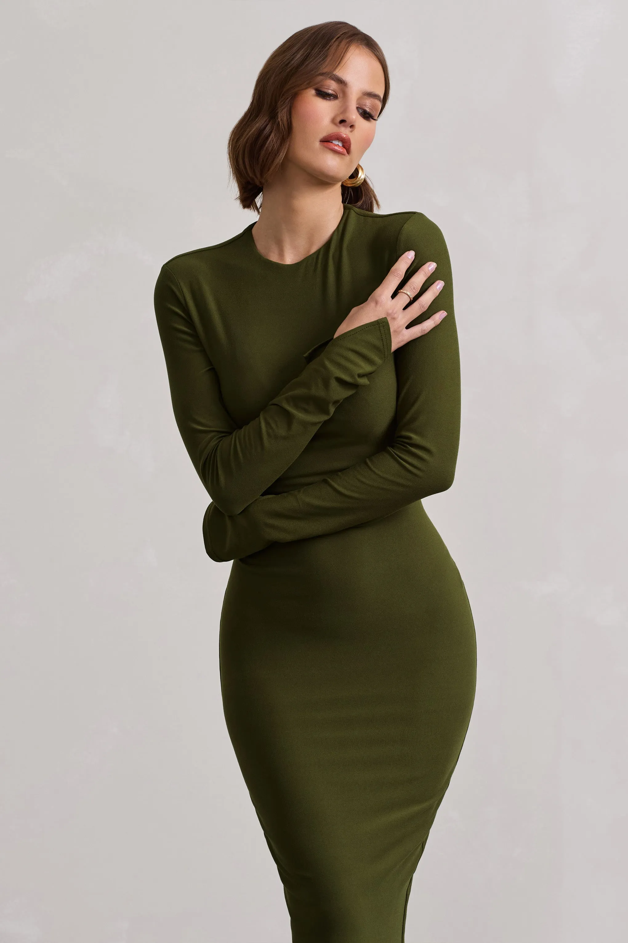 Wonder | Moss Green Bodycon Long-Sleeve Maxi Dress