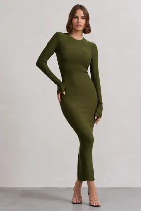 Wonder | Moss Green Bodycon Long-Sleeve Maxi Dress