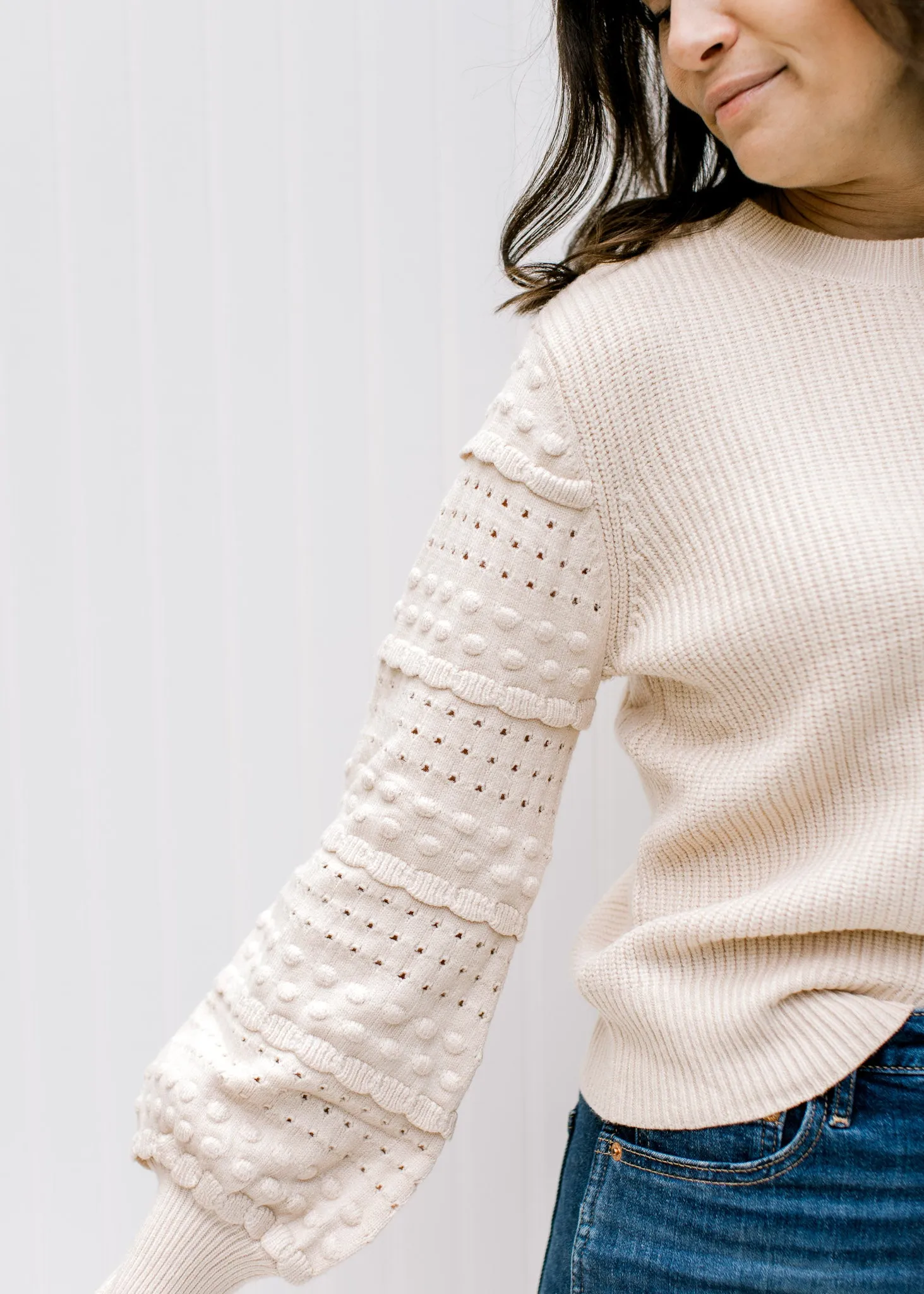 X Cream Shoulder Detail Sweater