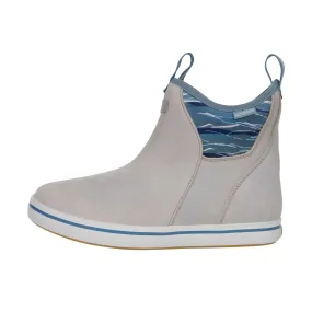 Xtratuf Womens Ankle Deck Boot Leather Gray ISA Dolphin Blue Mirage Waveprint